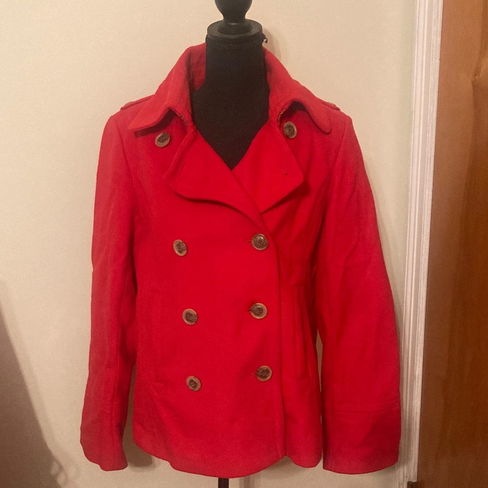 J.Crew double breasted P coatWomen's Red Double-Breasted P Coat size 10 to 12